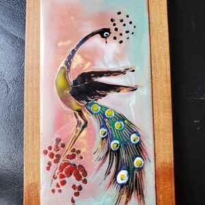 Berkum wooden peacock plaque